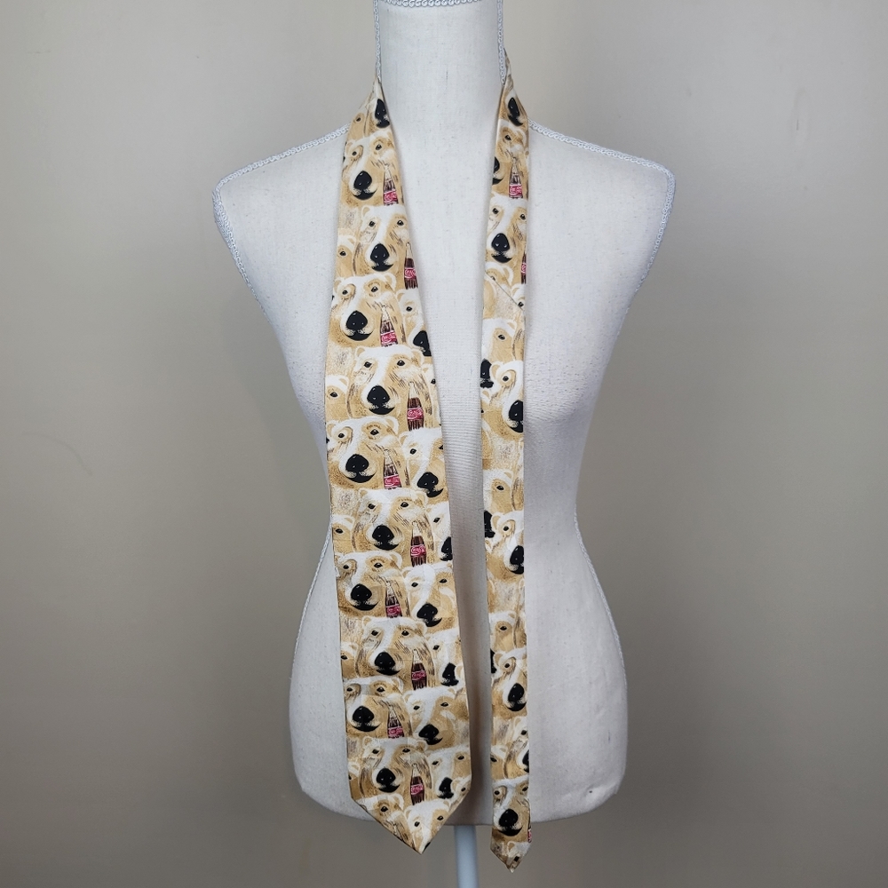 Mens 100% Silk Coca Cola Bear Tie